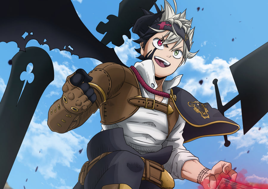 Asta – Blade Drawn - asta charging forward under open sky, sword over his shoulder, on a metal wall art plate