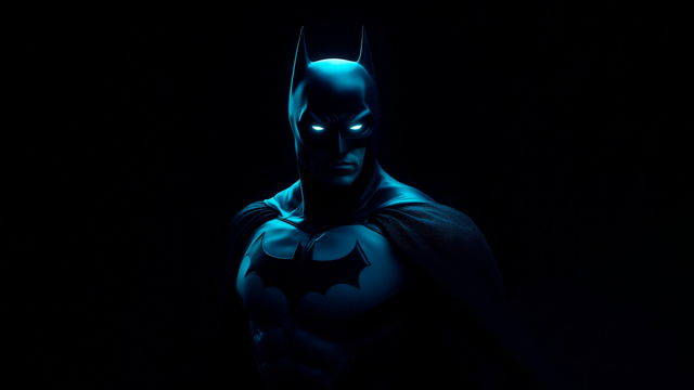 Batman – Out of the Dark - the cowl barely lit, almost the whole frame given to black, on a metal wall art plate
