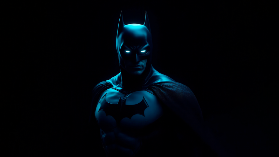 Batman – Out of the Dark - the cowl barely lit, almost the whole frame given to black, on a metal wall art plate