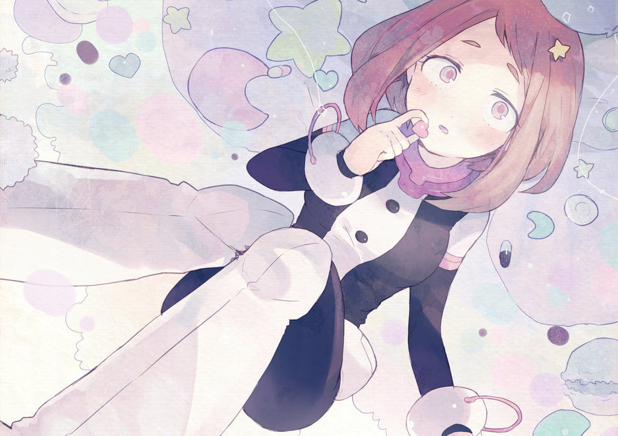 Chibi – Water - a chibi girl drawn in soft watercolour on white, hand raised, on a metal wall art plate