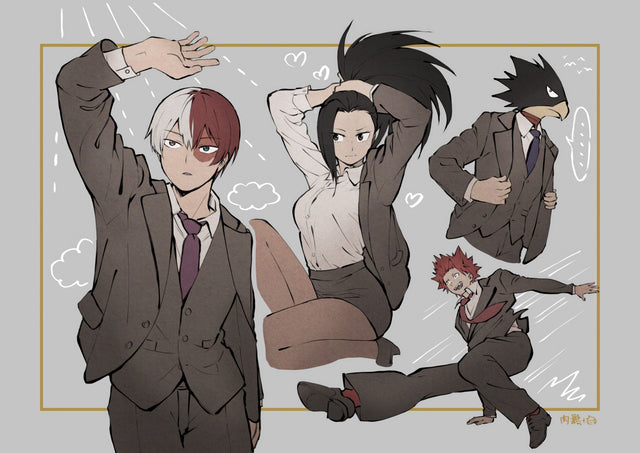 Class 1-A – In Suits - the boys drawn awkward and scruffy in ill-fitting suits, on a metal wall art plate