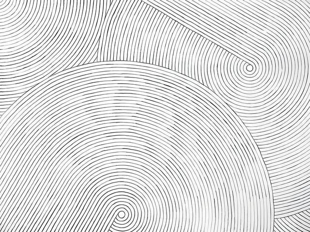 Contour Lines - fine concentric lines running like contours across a flat white field, on a metal wall art plate