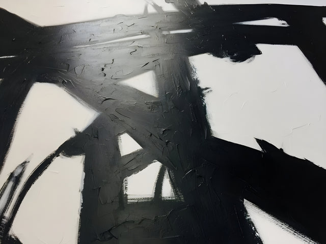 Dark Strokes - heavy diagonal brushstrokes crossing a pale ground, lit from behind, on a metal wall art plate