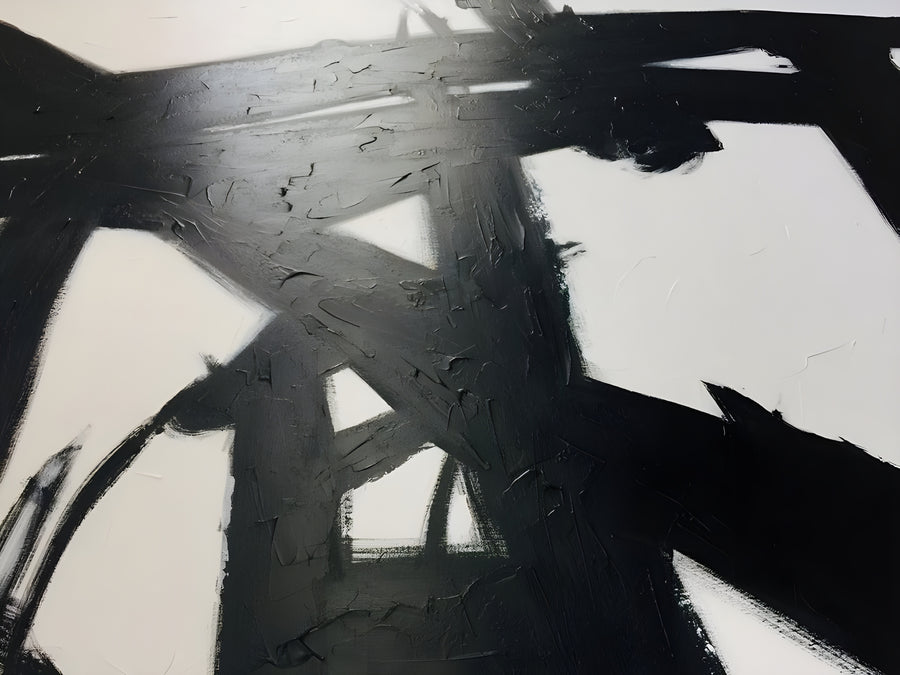 Dark Strokes - heavy diagonal brushstrokes crossing a pale ground, lit from behind, on a metal wall art plate