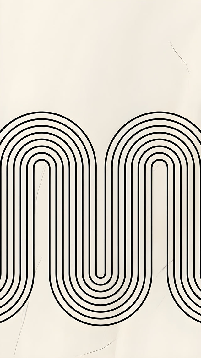 Deco Arches - fine concentric lines folded into arches, an Art Deco motif drawn plainly, on a metal wall art plate
