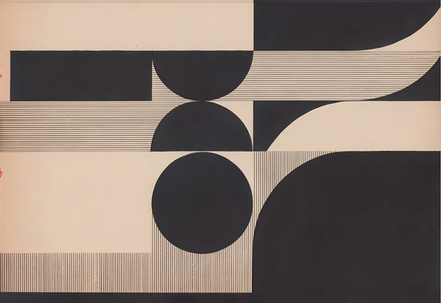 Deco Panels - blush and charcoal panels, circles and fine ruled lines set out like inlay, on a metal wall art plate
