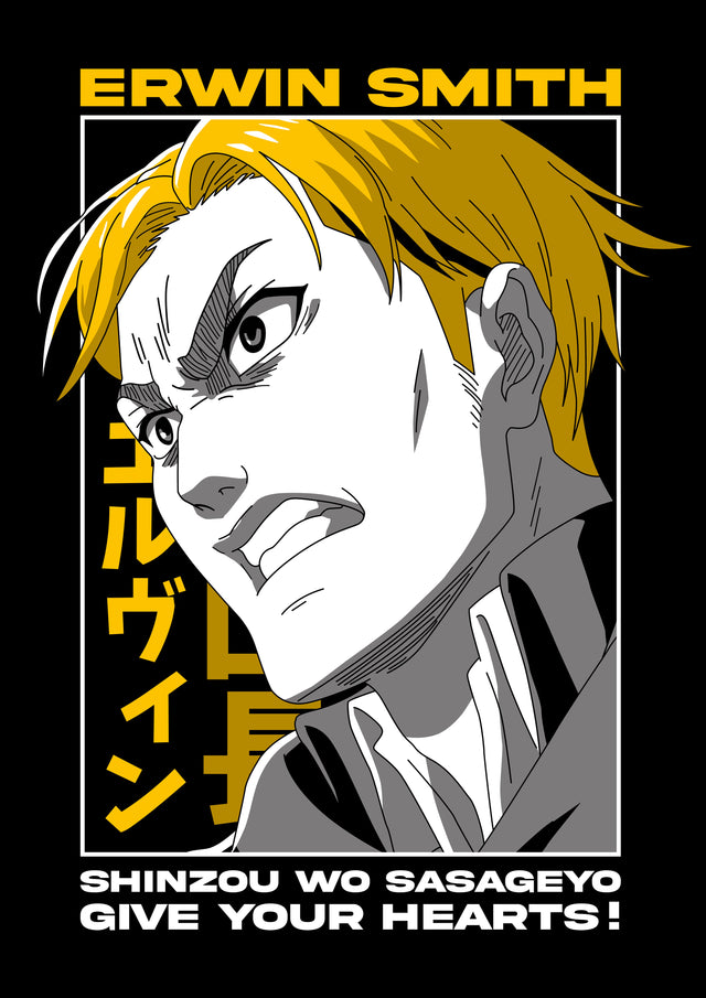 Erwin Smith – Portrait - erwin Smith in bold flat colour, captioned give your hearts, on a metal wall art plate