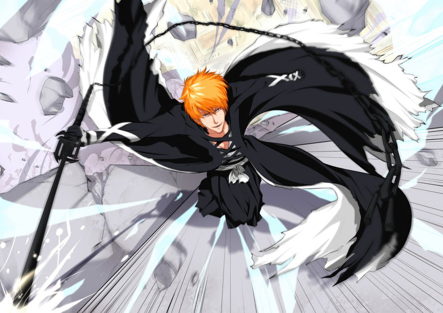 Ichigo Kurosaki – Bankai - ichigo in bankai, coat streaming behind him, on a metal wall art plate