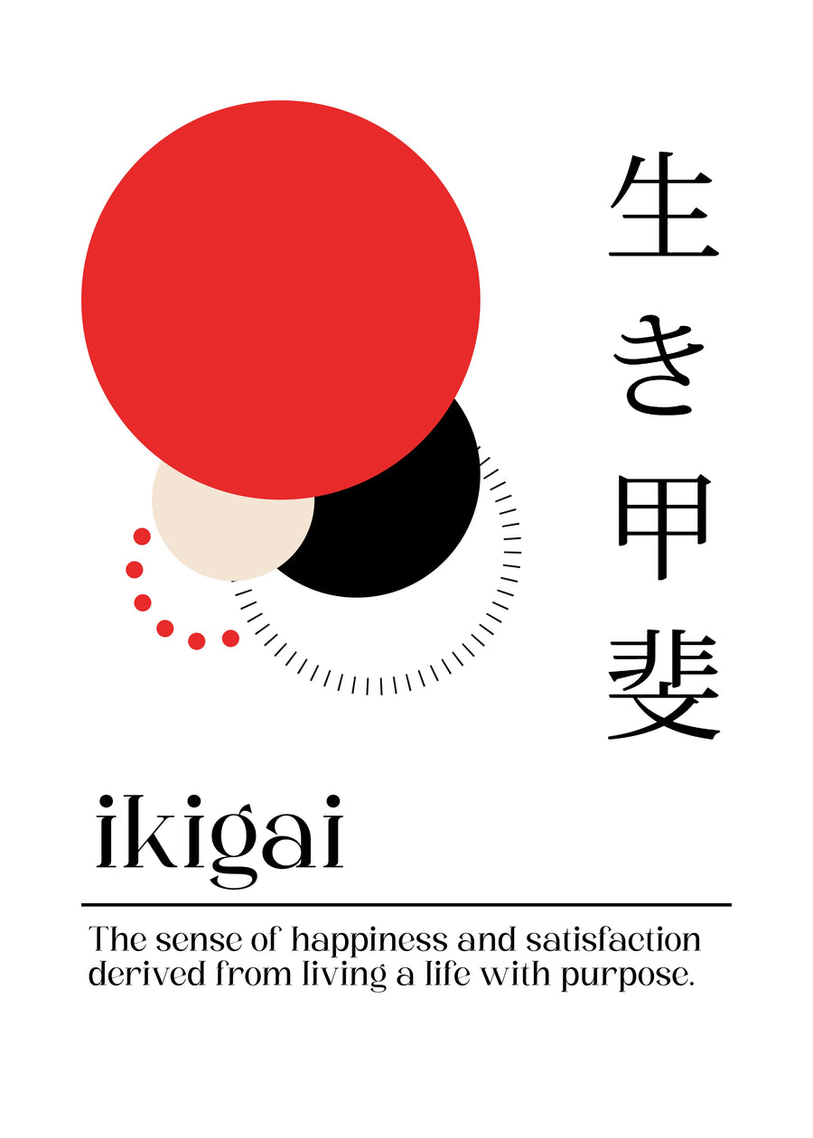 Ikigai – 生き甲斐 - iKIGAI — “The sense of happiness and satisfaction derived from living a life with purpose.” —, on a metal wall art plate