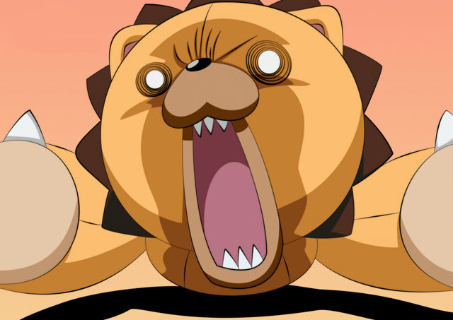 Kon – Portrait - kon the lion plush roaring straight at you, on a metal wall art plate