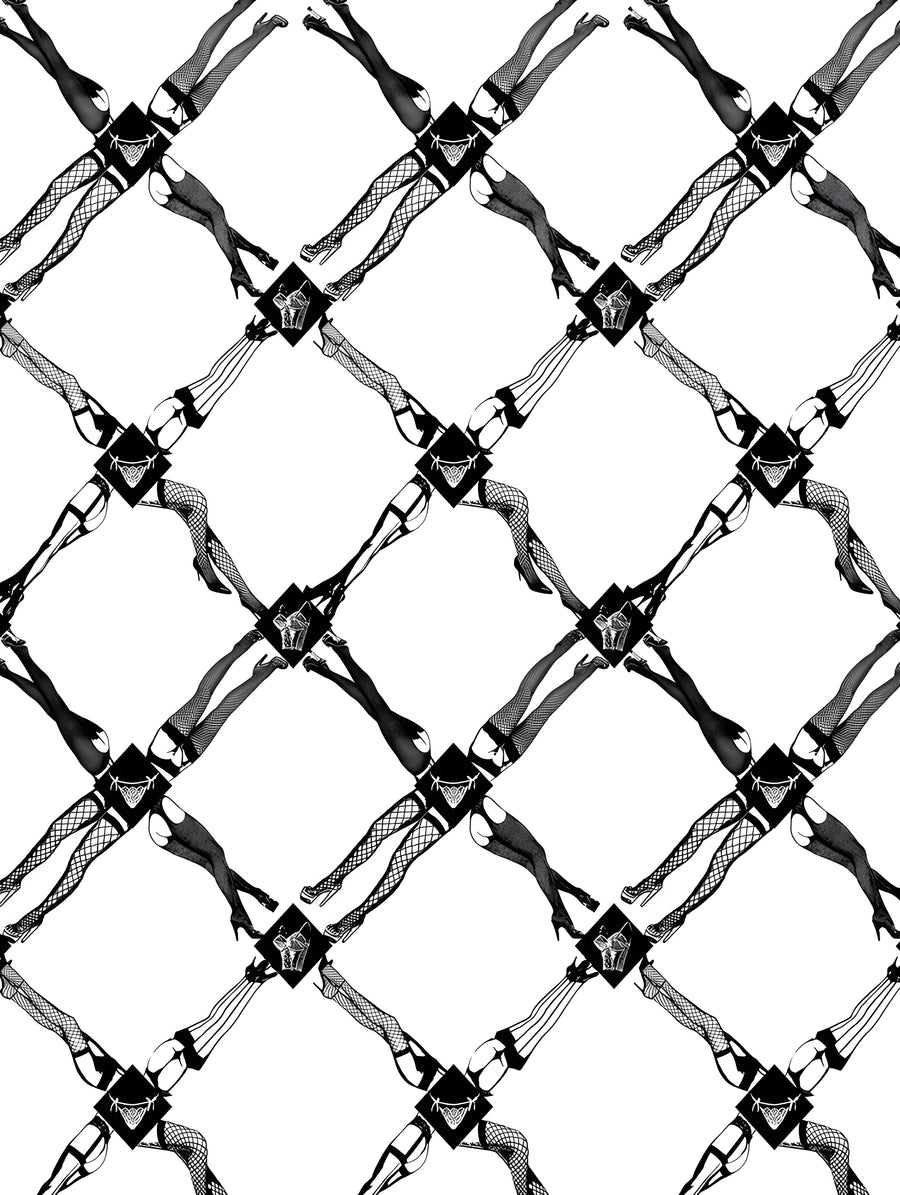 Lattice - a diamond lattice built from small figures, repeating edge to edge, on a metal wall art plate