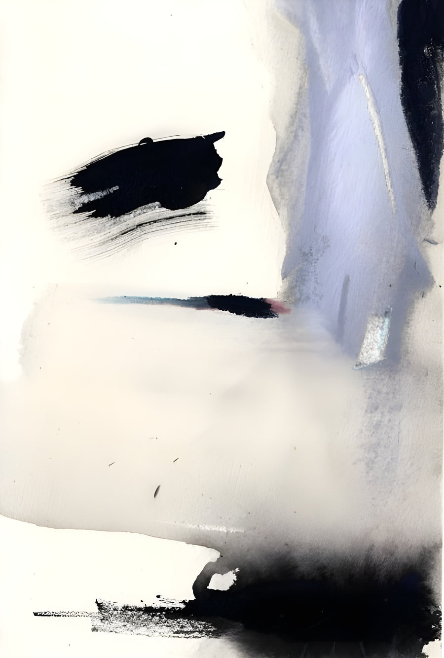 Lilac Wash - a soft wash in lilac and grey with one black mark holding the centre, on a metal wall art plate