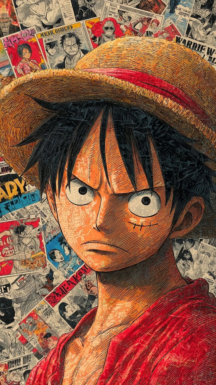 Monkey D. Luffy – Vintage Manga - Anime metal wall art plate