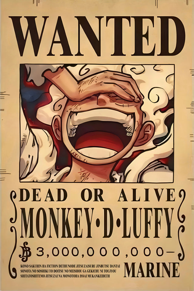 Monkey D. Luffy – Bounty Poster - a bounty poster for Monkey D, on a metal wall art plate