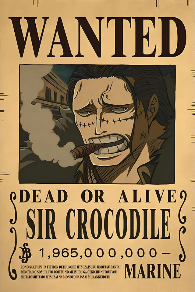 Sir Crocodile – Bounty Poster - a bounty poster for Sir Crocodile, 1,965,000,000 berries, on a metal wall art plate