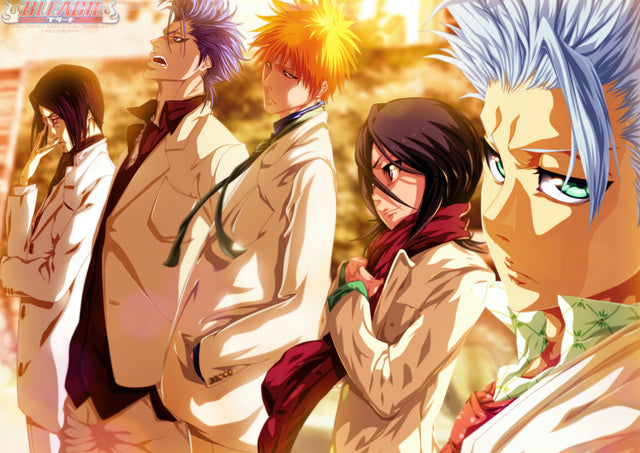 Soul Reapers – Study - the cast lined up in warm light, Grimmjow at the end of the row, on a metal wall art plate
