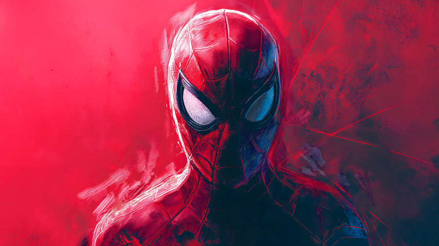 Spider-Man – Crimson - the mask emerging from a wash of pure red, on a metal wall art plate