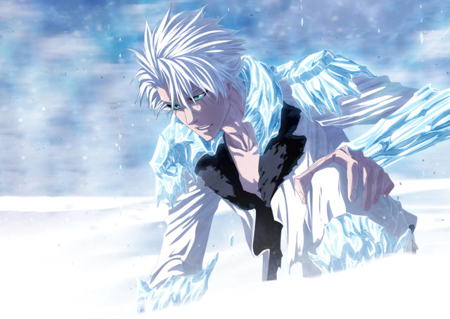 Toshiro Hitsugaya – In Snow - hitsugaya kneeling in deep snow, breath showing, on a metal wall art plate