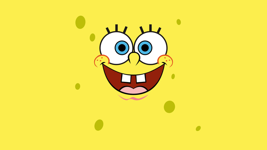 Yellow and Cheerful - a square yellow face grinning out of the frame, freckles and all, on a metal wall art plate