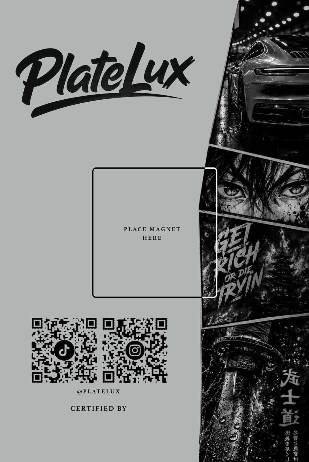 The back of a PlateLux plate